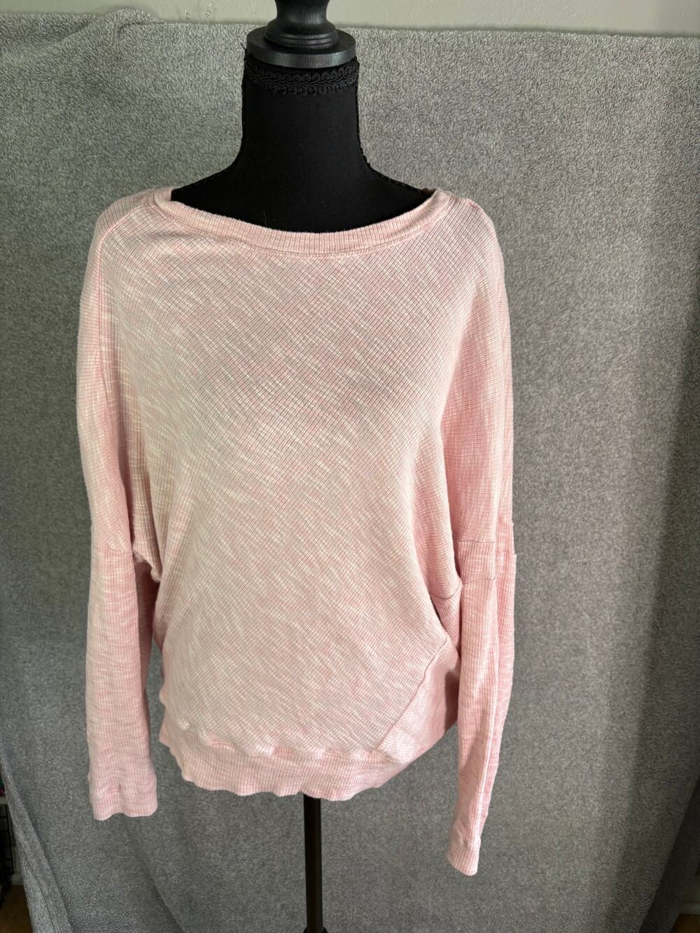 By Anthropologie Pink Marled Dolman Batwing Sweater M Cotton